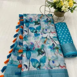 Printed Assam Silk Linen Saree-image-54