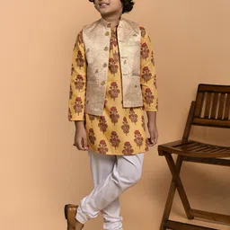 PRINTCULTR Boys Ethnic Motifs Printed Regular Kurta with Pyjamas image 4