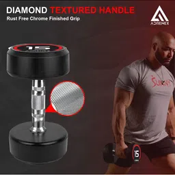 ADRENEX Set Of 2 Round Bouncer Fixed Weight Dumbbell-15 kg Each image 5
