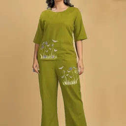 BLUE KART Printed Round Neck Top With Trousers-image-64