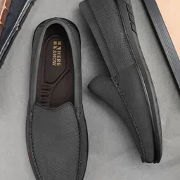 HERE&NOW Men Textured Nubuck Driving Shoes-image-27