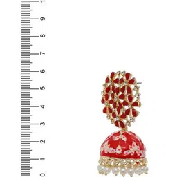 Bienvene Gold-Plated Artificial Stone & Beads Dome Shaped Jhumkas image 3