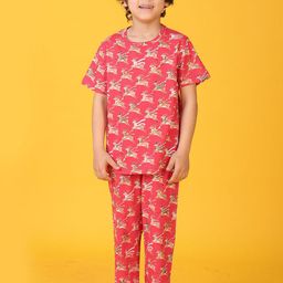 Anthrilo Boys Pure Cotton Reindeer Short Sleeve Pyjama Set Night suit-image-65