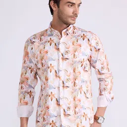 Espanshe Tailored Fit Floral Printed Long Sleeves Cotton Shirt-image-98