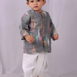 TJORI Boys Printed Pure Cotton Kurta with Dhoti Pants-23