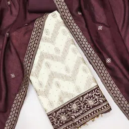 V3 FASHION STUDIO Embroidered Art Silk Unstitched Dress Material-picture-14