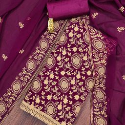 SAINOOR Embroidered Silk Georgette Unstitched Dress Material-picture-24