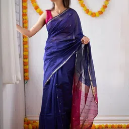 VILLE FASHION Woven Design Zari Linen Blend Kota Saree-image-57
