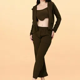 SRUTVA FASHION Shoulder Straps Neck Top With Trousers Co-Ords With Blazer-33