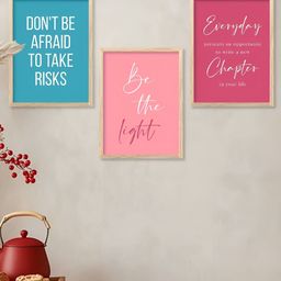 Kotart Brown & White 3 Pieces Typography Printed Wooden Wall Arts-picture-13