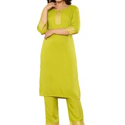 PUSHPRAJ FASHION Womens Designer Kurta Set Stylish Embroidered Kurti with Matching Pants Ideal for Wedding & Festive Occasions (in, Alpha, L, Green)-image-60