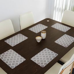 Kuber Industries Set Of 6 Grey Hexagon-Design Table Placemat image 5