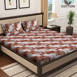 Myntra Elegant Homes Red Printed Cotton 400 TC Super King Bedsheet Set 2.70 m x 2.70 m-image-31