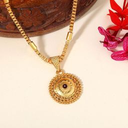 Estele Gold-Plated Artificial Stones Studded Circular Pendant With Chain-image-44
