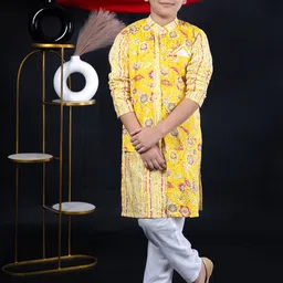 BEBE UNICORN Boys Floral Printed Regular Pure Cotton Kurta with Pyjamas-picture-29