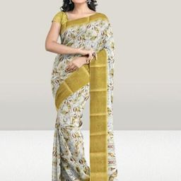 SSHAGUN LIFESTYLE Multicolor Floral Print Bollywood Cotton Blend Saree-picture-42