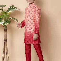 NFC CREATION Boys Ethnic Motifs Printed Regular Dupion Silk Kurta with Pyjamas image 5