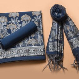 LeeliPeeri Designer Woven Design Cotton Jamdani Unstitched Dress Material-image-12