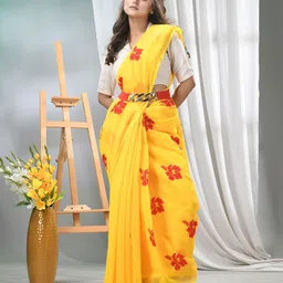 DESH BIDESH Floral Embroidered Silk Cotton Saree-image-75