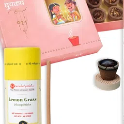 GaneshaSpeaks 15-Pcs Brown Wooden Dhoop Cup, Dhoop Stick & Incense Stick-image-93