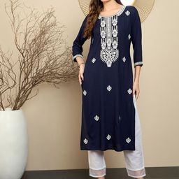 Anouk Women Floral Embroidered Festive Straight Kurta-image-18