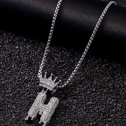 French Accent Men Silver-Plated Alphabet-N Pendants with Chains-image-56