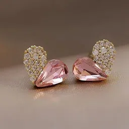 VR Creatives Rhinestone Studded Heart Shaped Studs-46