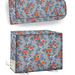 The Furnishing Tree 1.5 Ton Split AC Cover for Indoor and Outdoor Units Floral Pattern Blue-image-85