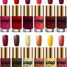 VOLO Set Of 12 Luxury Super Shine Nail Polish- 9.9ml Each- Combo- No- 158-25