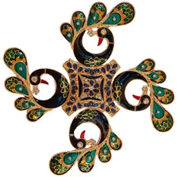 Kala Samarpan Green & Blue Meenakari Foldable Rangoli With Centerpiece-56
