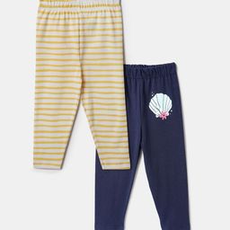 Nauti Nati Girls Pack Of 2 Printed Mid-Rise Leggings-picture-2