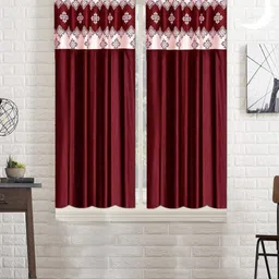 Lunar Days Maroon 4 Pieces Room Darkening Window Curtains-image-13
