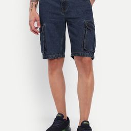 COSMIC Men Washed Denim Cargo Shorts-image-57