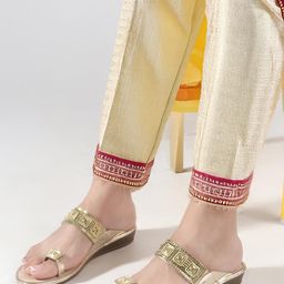 ALBELA Women Golden Embellished Toe Flats-image-69