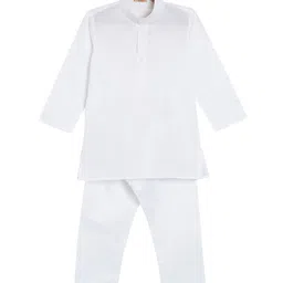 NIRVAAN Boys Mandarin Collar Pure Cotton Kurta with Pyjama-image-3