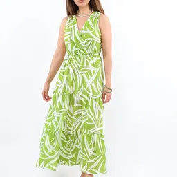 PIMU Tropical Print Fit & Flare Maxi Dress-image-12