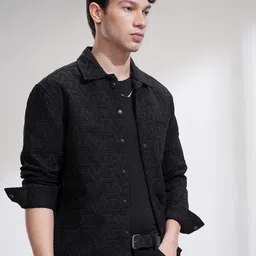 HIGHLANDER Men Relaxed Fit Spread Collar Textured Casual Shirt-picture-38