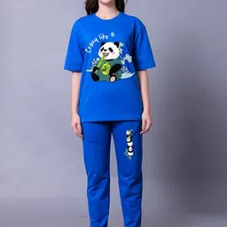 Lazy Lush Printed T-Shirt & Track Pant Co-Ords Set-image-75
