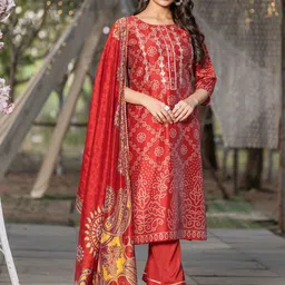 all about you Women Bandhani Printed Straight Kurta With Trouser & Dupatta-image-41