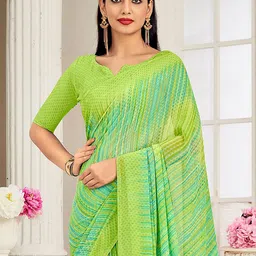 Anouk Rustic Striped Pure Georgette Dabu Saree image 3