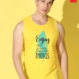 WOOSTRO Pack Of 2 PrintedCombo Cotton Innerwear Vests VWS26(ENJOY YELLOW)(PLAIN RED)-25