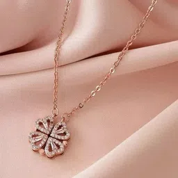 PASU FASHION Rose Gold-Plated Wingy Heart-Shaped Necklace-56