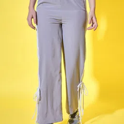 DIMPY GARMENTS Women Mid Rise Track Pant With Side Stripes & Ankle Tie Detail-image-62