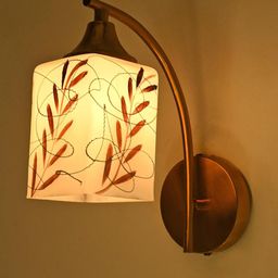 SOMIL Brown & White Printed Glass Cylinder Shaped Wall Lamp-6