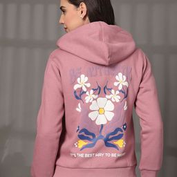 Juelle Women Floral Printed Front-Open Hooded Sweatshirt-image-78