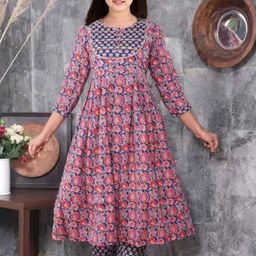 APNISHA Girls Floral Printed Cotton Kurta with Pyjama-picture-39