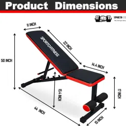 sporto fitness S-102 Weight Bench,700LB Stable Multi-Purpose Foldable Incline Decline Exercise Multipurpose Fitness Bench image 3