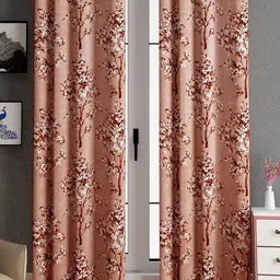 Lunar Days Brown Set of 2 Floral Room Darkening Door Curtain-image-43