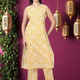 neonari Women Floral Printed Regular Pure Cotton Kurta with Trousers-image-18