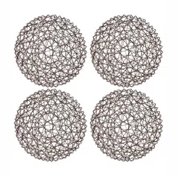 TIED RIBBONS 4Pc Brown Textured Round Table Placemats-13